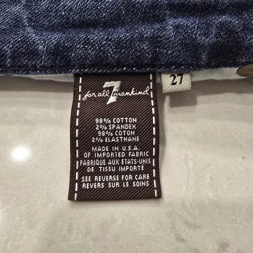 Vintage 7 For All Mankind "A Pocket" Flare Jeans Size 27 – Classic Wash USA Made - Picture 3 of 10